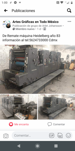 Maquina para impresión Heidelberg