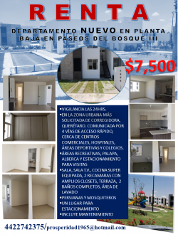 DEPARTAMENTO NUEVO EN RENTA