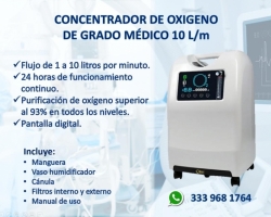 Concentrador de oxigeno 10 l/min grado médico