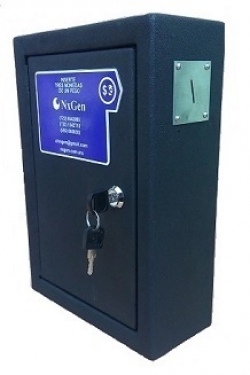 Máquina Tragamonedas para control de acceso a sanitarios.