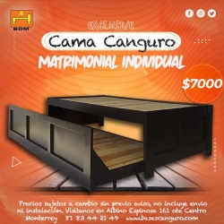 Cama de madera estilo canguro tamaño matrimonial 