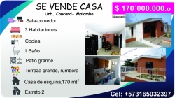 Se vende casa Urb. Concord (Malambo)